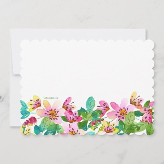 Invitation rose de frontière de fleur (Dos)