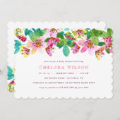 Invitation rose de frontière de fleur (Devant / Derrière)