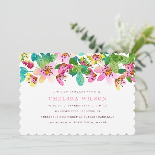 Invitation rose de frontière de fleur (Debout devant)