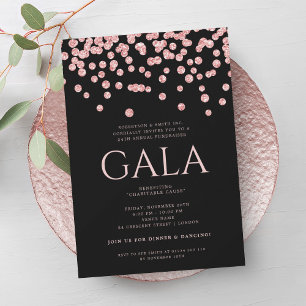 Invitation Rose de Gala d'entreprise Gold Black Parties scint