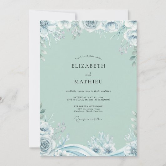 Invitation Rose de glace de mer Wedding (Devant)