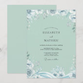 Invitation Rose de glace de mer Wedding (Devant / Derrière)