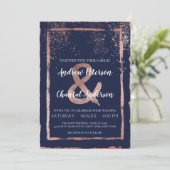 Invitation Rose de Glam Marine Gold Confetti Mariage de Brush (Debout devant)