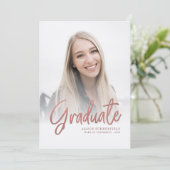 Invitation rose de graduation 2024 Gold Script 2 Photos Grad (Debout devant)