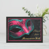 Invitation rose de Halloween de boule de mascarade (Debout devant)