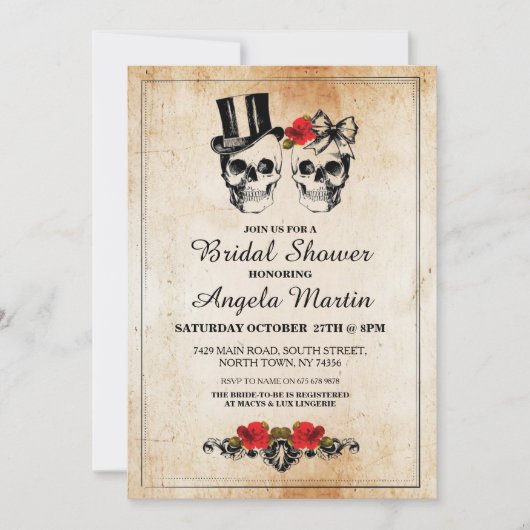 Invitation rose de Halloween de crâne de partie de (Devant)