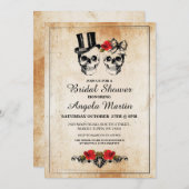 Invitation rose de Halloween de crâne de partie de (Devant / Derrière)