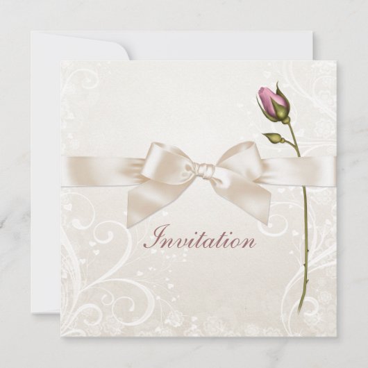 Invitation Rose de Heart Flourish (Devant)