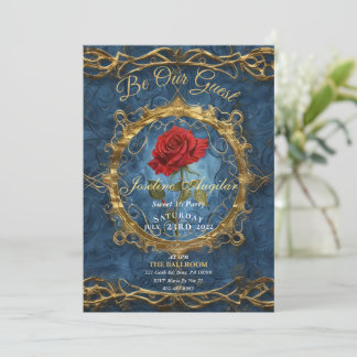 Invitation Rose de la Belle et la Bête personnalisable photo