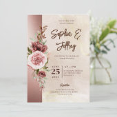 Invitation Rose de la chute brun terre mariage (Debout devant)