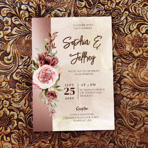 Invitation Rose de la chute brun terre mariage