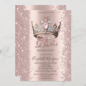 Invitation Rose de la Couronne princesse Gold Sparkle Diamond (Devant / Derrière)