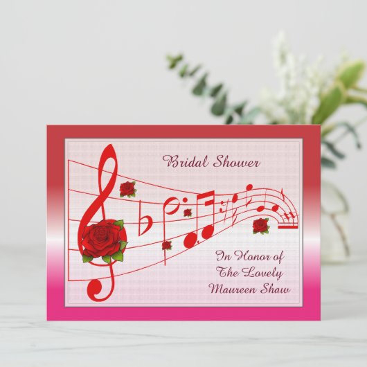 Invitation Rose de la douche nuptiale (Debout devant)