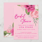 Invitation Rose  de la douche nuptiale rose (Devant / Derrière)