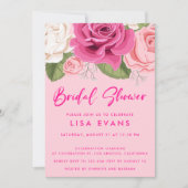 Invitation Rose de la douche nuptiale rose (Devant)