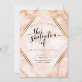 Invitation Rose de la fête de graduation Gold Marble (Devant)