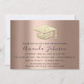 Invitation Rose de la fête des diplômés Casquette de l'or (Devant)