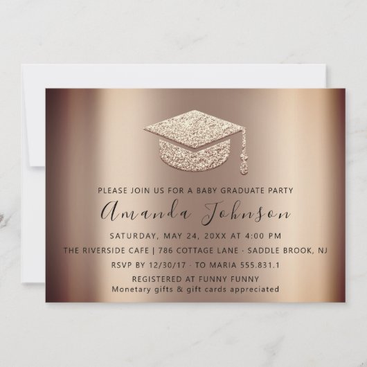 Invitation Rose de la fête des diplômés Casquette de l'or (Devant)