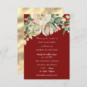 Invitation Rose de la Fête des mariées peint Floral Bourgogne