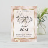 Invitation Rose de la fête d'études supérieures et marbre d'o (Debout devant)