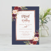 Invitation Rose de la marine bourguignonne Gold Mariage virtu (Debout devant)