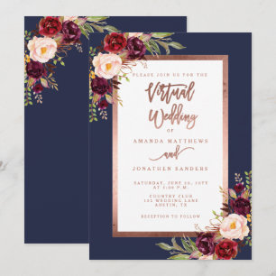 Invitation Rose de la marine bourguignonne Gold Mariage virtu