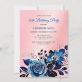 Invitation Rose de la marine Butterfly Gold Parties scintilla (Devant)