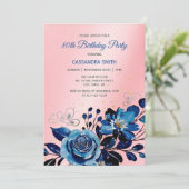 Invitation Rose de la marine Butterfly Gold Parties scintilla (Debout devant)
