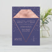 Invitation Rose de la marine Gold Diamond Confetti Mariage Pa (Debout devant)