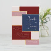 Invitation Rose de la marine moderne Dusty Burgundy Blush Mar (Debout devant)