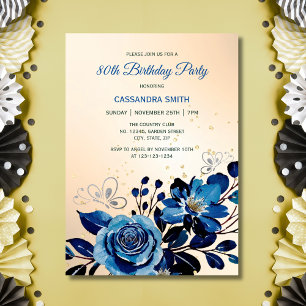Invitation Rose de la Marine Papillon Parties scintillant or 