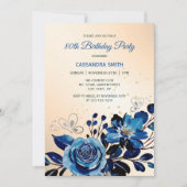 Invitation Rose de la Marine Papillon Parties scintillant or  (Devant)