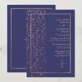 Invitation Rose de la marine Parties scintillant d'or Confett (Devant / Derrière)