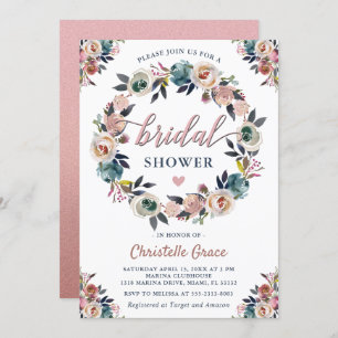 Invitation Rose de la marine rose de couronne d'or Fête des