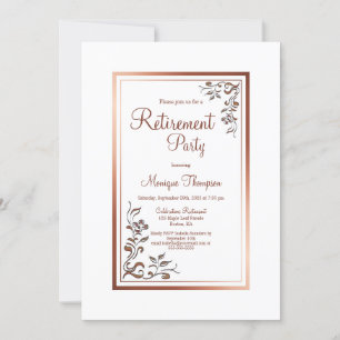 Invitation Rose de la partie de retraite Gold Floral Frontièr