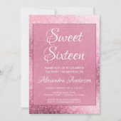 Invitation Rose de la Parties scintillant d'or pour filles Sw (Devant)