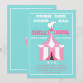 Invitation Rose de la turquoise | de fête d'anniversaire de (Devant / Derrière)