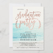 Invitation Rose de la typographie or plage de graduation (Devant)