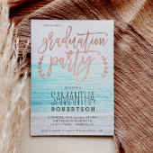 Invitation Rose de la typographie or plage de graduation