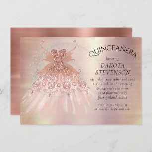 Invitation Rose de l'aile fée Gold Gown   Coral de terre cuit