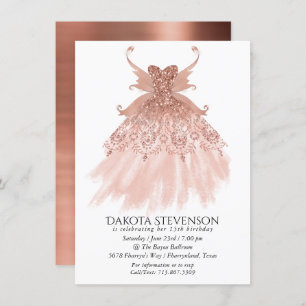 Invitation Rose de l'aile fée Gold Gown   Coral de terre cuit