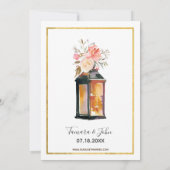 Invitation Rose de Lanternes Chic Rustique Mariage Floral Or (Dos)