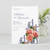 Invitation Rose de lavande botanique fleurs mariage (Debout devant)