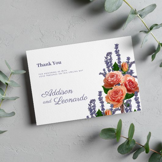 Invitation Rose de lavande botanique  fleurs Merci
