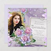 Invitation Rose de lavande Quinceanera (Devant / Derrière)