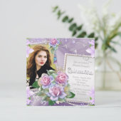 Invitation Rose de lavande Quinceanera (Debout devant)