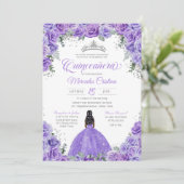 Invitation Rose de lavande violette Silver Tiara Quinceanera (Debout devant)
