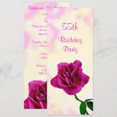 Invitation Rose de Lilas Unique 55e Anniversaire (Devant / Derrière)