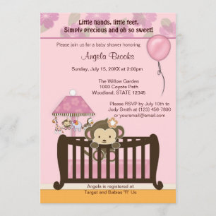 Invitation ROSE de l'invitation CJ de baby shower de singe