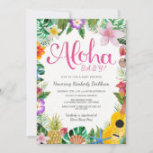 Invitation Rose de l'invitation | de baby shower de Luau (Devant)